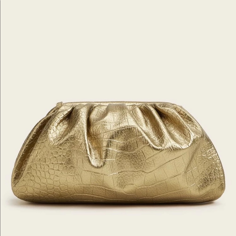 Croc Embossed Clutch Gold